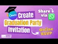 How to Make a Graduation Party Invitation in Canva Online RSVP WhatsApp Tutorial