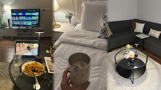 فلوق يومين هادئة في المنزل تغييرات في الصالة تنظيف طبخ مفرش جديد قهوة والكثير 