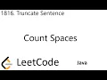 LeetCode 1816 Truncate Sentence Count Space Java