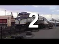 Amtk 90250 trails on Amtrak 518 in Puyallup WA