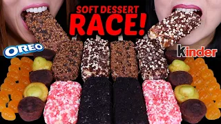 ASMR SOFT DESSERT RACE! Reese's ice cream, Oreo ice cream, Birthday cake bites, mango gummy 먹방