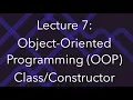 Programming for Data Science Lec 7 Object-Oriented Programming Class and Constructor in Python