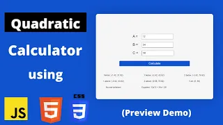 Javascript Quadratic Calculator Tutorial Demo
