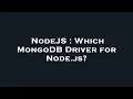 NodeJS Which MongoDB Driver for Node js