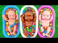 Download Lagu Satisfying Video l Mixing Skittles Candy in 3 BathTubs with Magic M\u0026M's \u0026 Rainbow Slime Cutting ASMR