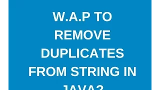 How to remove the duplicates From String in java Learn With Krishna Sandeep