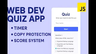 Web Dev Quiz App HTML CSS JavaScript Project with Timer Copy Protection Score System