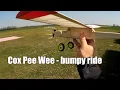Lagu Cox Pee Wee 020 0,33ccm powered balsa plane having a bumpy ride and a helicopter landing :-)