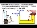 Physics Review Fluid Statics and Dynamics Pascals Principle