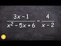 Subtract two rational expressions and determine excluded values