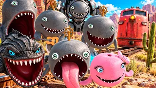 ALL WHALES SEA LIFE VS TRAIN! WHALES STOP TRAIN & SAVE CAT! GMOD 3D ANIMATION Garry’s Mod