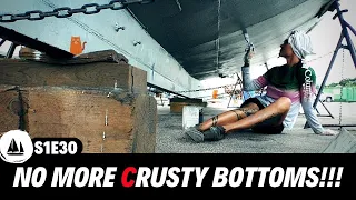 Bottom Painting a Sailboat Ketch NO MORE RUSTY BOAT Steel Boat RUST REPAIR Metal Boat Restoration