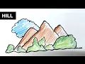 how to draw a hill Step by step drawing tutorial for kids