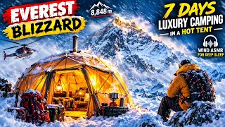 Camping in an Everest BLIZZARD ❄️ 7 Days in a Luxury Hot Tent | Wind ASMR for Deep Sleep