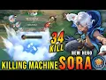 34 Kills + 3x MANIAC!! Nieuwe held Sora Mobile Legend De Moordmachine!! - Nieuwe heldenproefsessi...