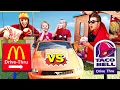 NEW - McDonalds DRIVE THRU vs Taco Bell PRANKS Neighbors Kids Power Wheels Cars DisneyCarToys