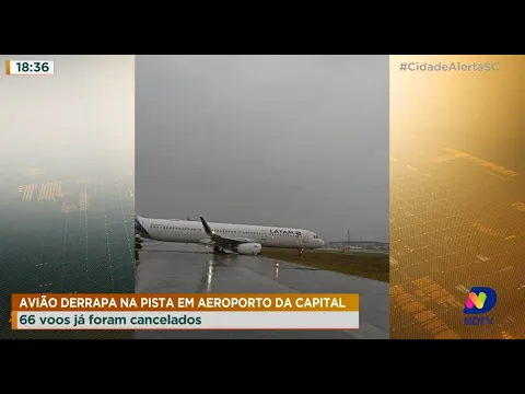 Avião derrapa na pista em aeroporto de Florianópolis