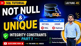 NOT NULL UNIQUE Constraints in SQL Integrity Constraints Tutorial SQL Tutorial Part 49