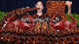 자이언트 문어다리 해물찜 🐙 짜파게티 먹방 🖤 Huge Octopus Leg Seafood Boil & Jzapagetti Eating Show ASMR Ssoyoung