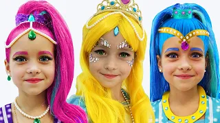 Download Sofia plays with Shimmer and Shine Dolls and dresses up as Princess for the Holiday MP3