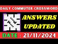 Daily Commuter Crossword Clue Answers for Nov 21 2024 Solved
