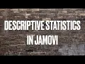Descriptive Statistics in JAMOVI