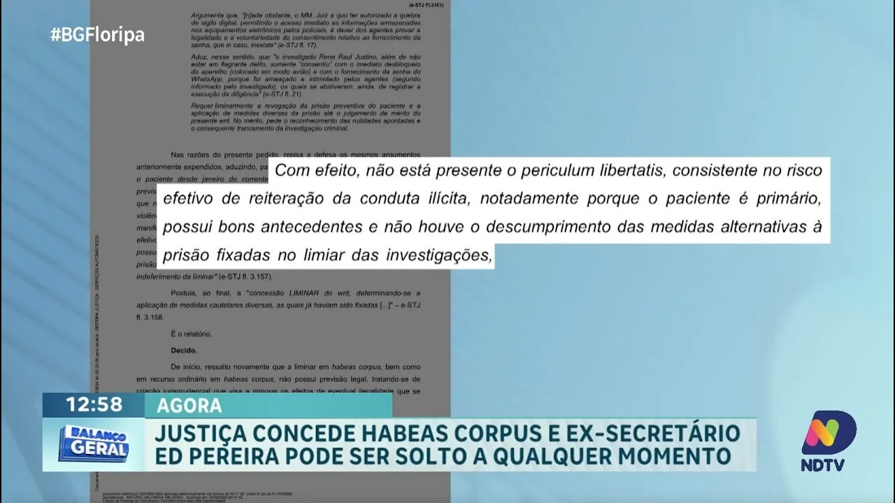 Decisão judicial libera ex-secretário Ed Pereira com habeas corpus