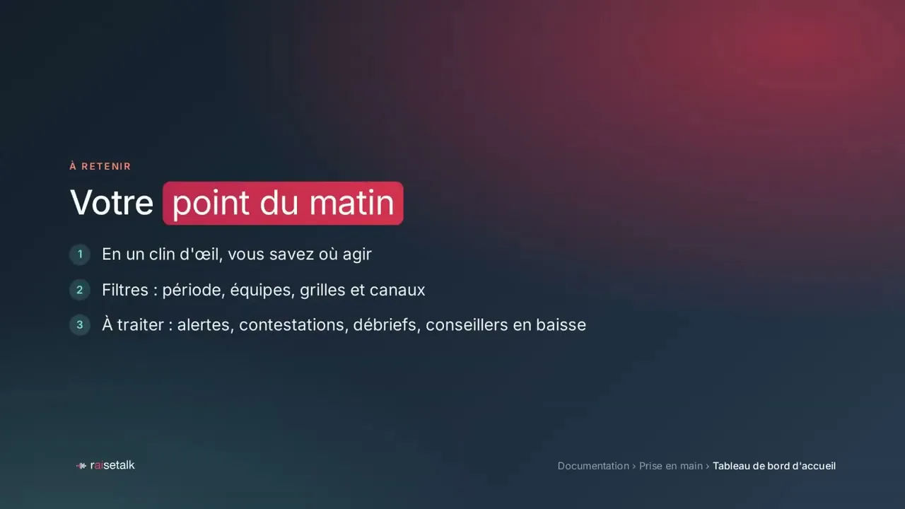 Korte video: het dashboard van de manager in de nieuwe interface van Raisetalk