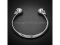Skull Cuff Bangle - Mens Solid Silver Torc with Skull ends