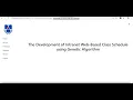 Web-based Class Scheduling System using Genetic Algorithm