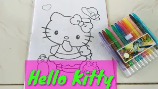 seru mewarnai gambar hello kitty bermain dan belajar