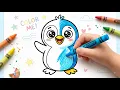 Penguin Coloring for Kids Cute Easy Art