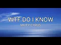 Miley Cyrus - Wtf Do I Know (Lyrics)