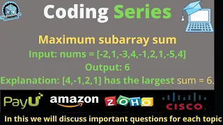 Maximum subarray sum Mostly asked question in Interview Coding Series Lockdown Learner