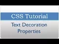CSS Tutorial 15 - Text Decoration Properties