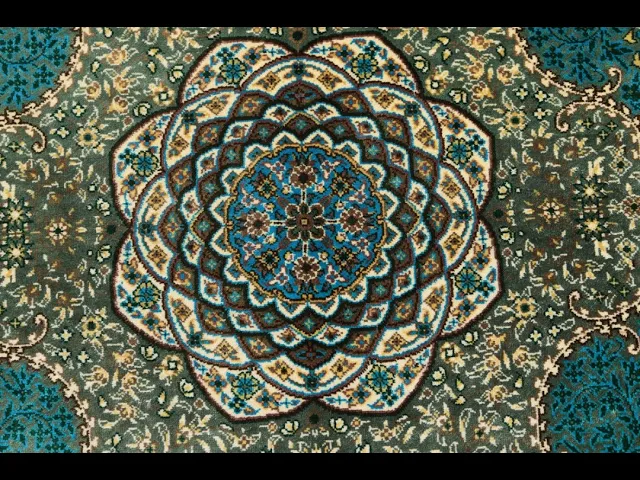 セディギヤン工房 深グリーンメダリオン 78×116cm (ID9010)