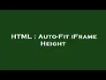 HTML Auto-Fit iFrame Height
