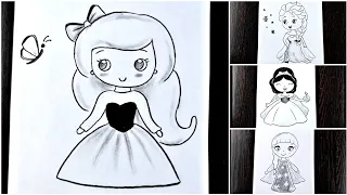 5 easy drawings with cute disney princess by deea artistic drawing