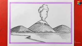How To Draw Illustration Of Volcanic Drawing Natural Disaster Volcano  How To Draw Illustration Of Volcanic Drawing Natural Disaster Volcano