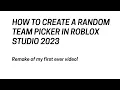 How To Create A Random Team Picker In Roblox Studio Remake