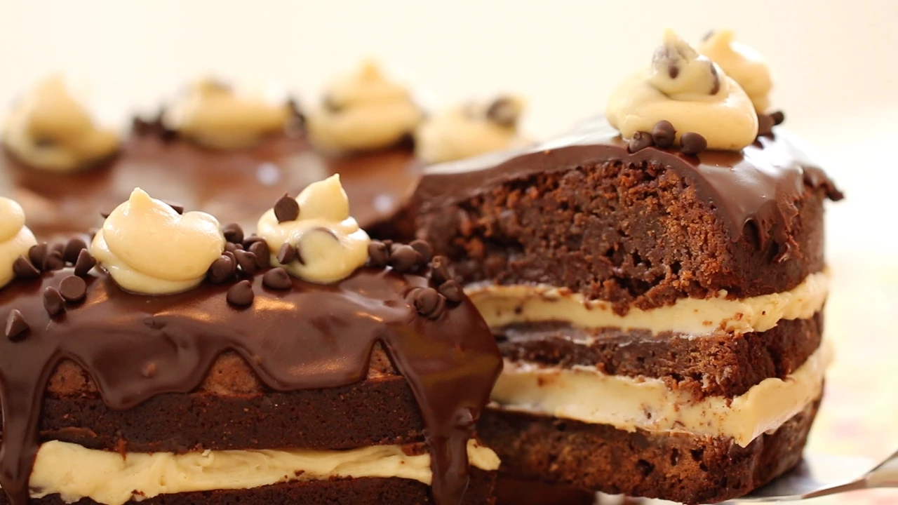 Brownie Layer Cake with Cookie Dough Frosting - Gemma