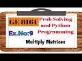 GE 8161 PSPP Lab Tutorial 9 Matrix Multiplication