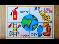 Firefighters Day Poster Drawing easy 4th May Fire Safety drawing easy How to draw Fire Safety tools