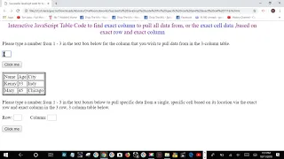 Interactive JavaScript Row and Column Pull from HTML Table Changing Color and Shading