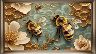 Gold Framed TV Art - Honey Bee Painting