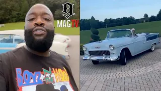 rick ross takes delivery of a custom blue 1955 chevy bel air