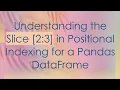 Understanding the Slice 2 3 in Positional Indexing for a Pandas DataFrame