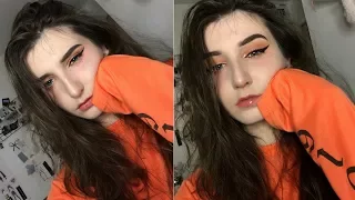 Glowy peach aesthetic makeup