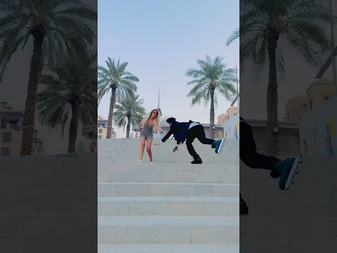 Girl shocked on backward downstairs π€―π± #skatinglover #publicreaction #trendingshorts #uaeskater