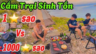 Thử Thách Sinh Tồn 1 Sao Vs 1000 Sao Lều Trại Trên Biển | Hùng Hi Vlog
